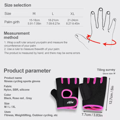 Fitness Half Finger Gloves Unisex Fitness Gym Weightlifting Exercise Gloves Silicone Anti Slip Breathable Outdoor Cycling Gloves