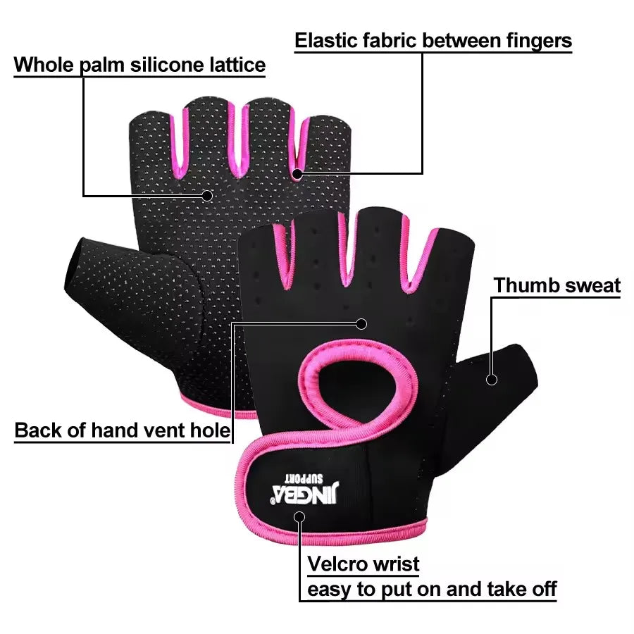 Fitness Half Finger Gloves Unisex Fitness Gym Weightlifting Exercise Gloves Silicone Anti Slip Breathable Outdoor Cycling Gloves